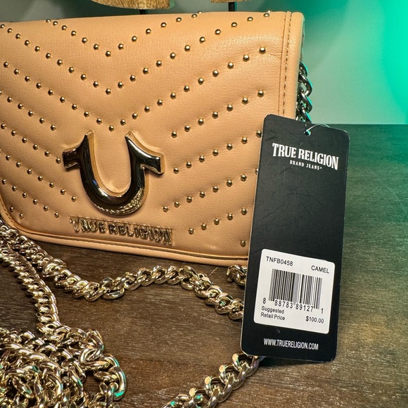 True Religion Beige Crossbody Bag with Gold Accents - Picture 7 of 8